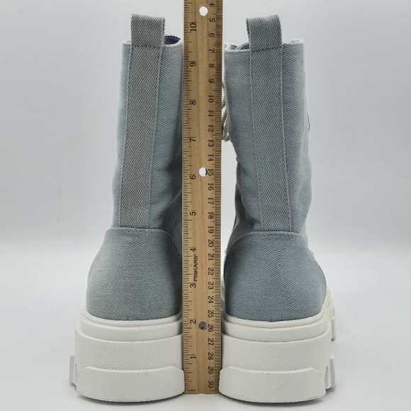 NWOT Cape Robbin Nunani Lace-up Rhinestone Combat Boots, Denim (Light Blue), 9 - Picture 8 of 16